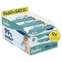 Pampers 99% water billendoekjes 9x60 stuks